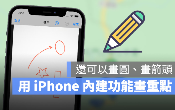 iPhone 内建就有标示重点、画线与圈选功能