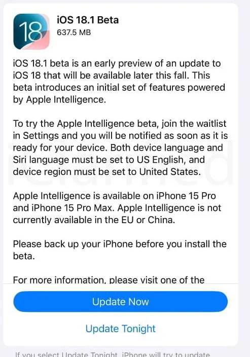 iOS 18.1 Beta 1 正式发布Apple Intelligence首度登场